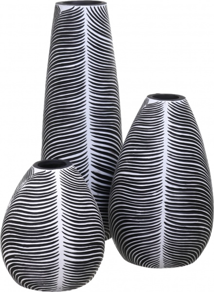 Ваза полирезиновая серая с черным Leaf Grey 19х19х30 см