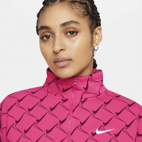 Свитшот Nike W NSW TREND QZ FLC AOP SWOOSH DQ4508-612 р. S малиновый