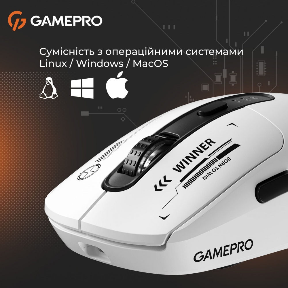 Мишка бездротова GamePro Genesis Winner white (GM079W)