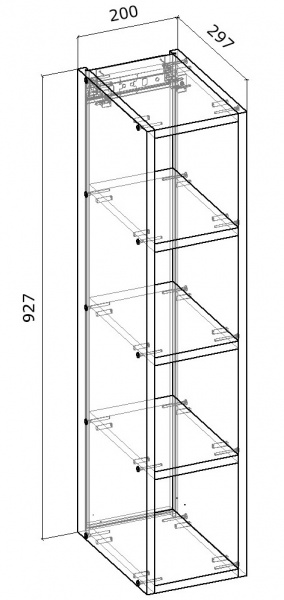 Шкаф верхний Грейд открытый (стандарт) 200x927x300 мм дуб сонома 