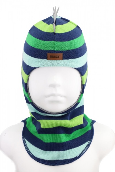 Шапочка детская для мальчика Beezy Дино р.47-49 в полоску 1715 