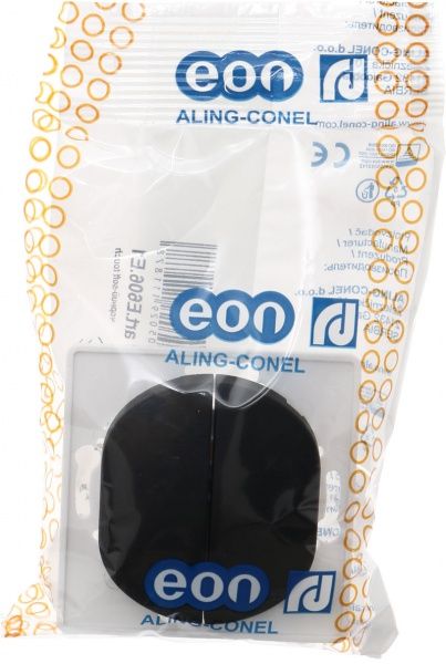 Выключатель двухклавишный Aling-Conel Eon без подсветки 10 А 250В черный E606.E1