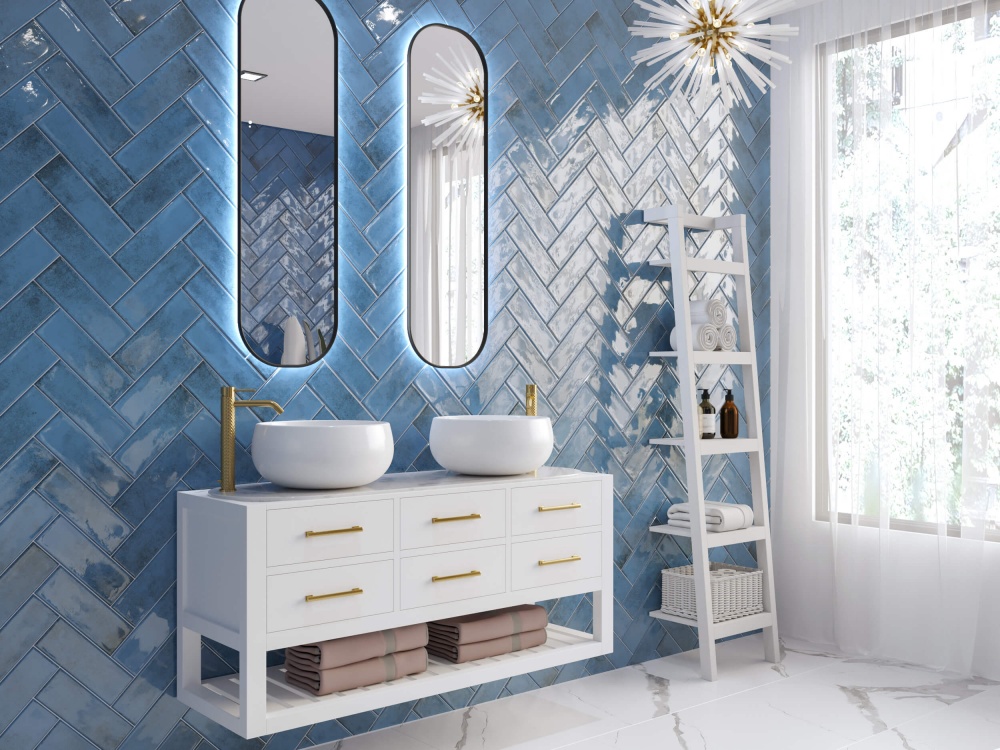 Плитка Golden Tile Vintage light blue VG3051 10x30 см