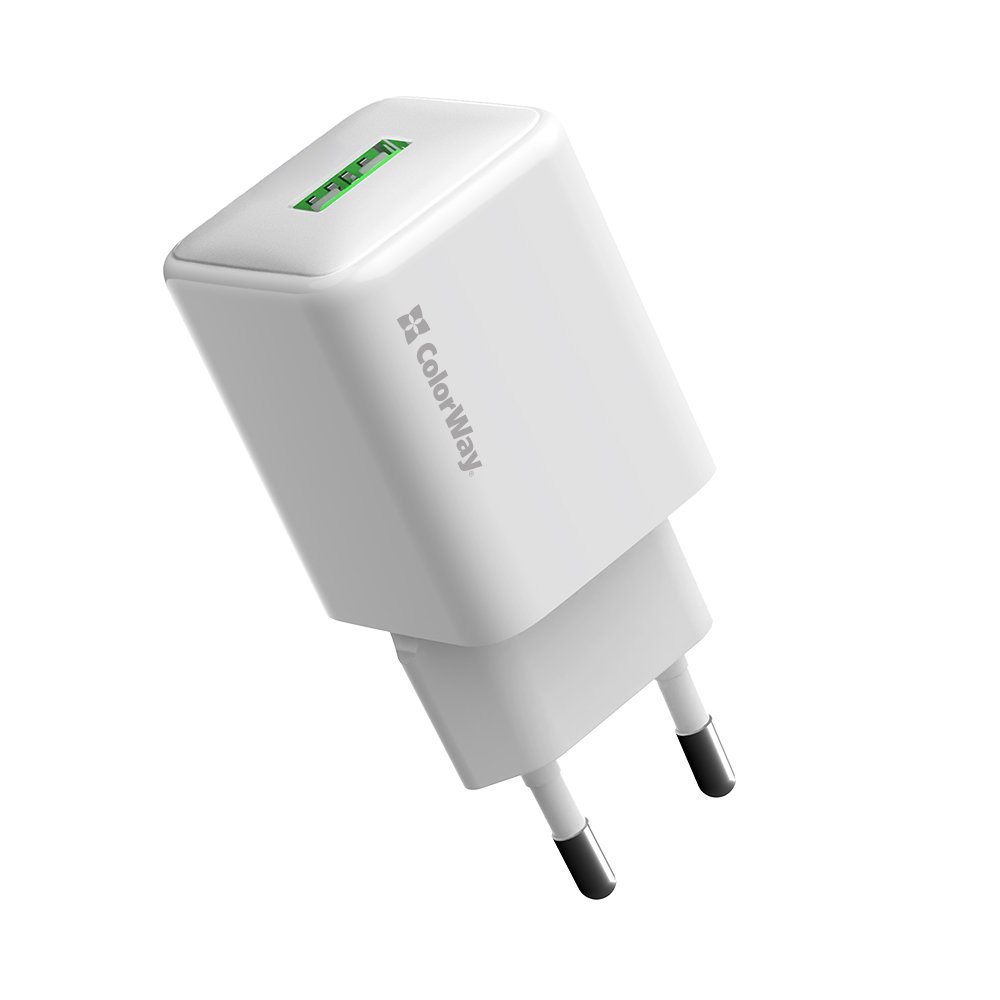 Зарядное устройство ColorWay 1USB Quick Charge 3.0 (18W) V2 белое