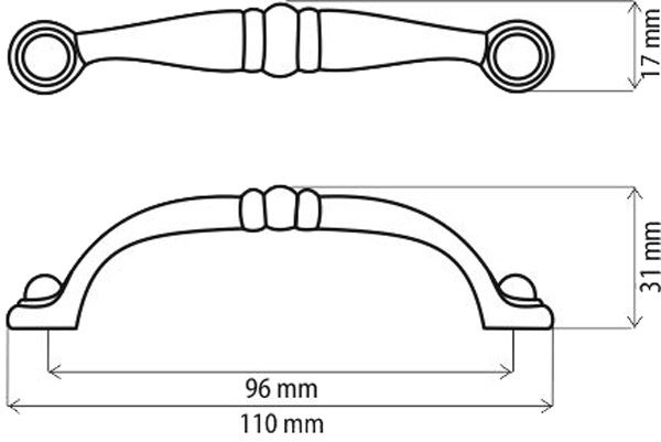 Меблева ручка SS 10 G4 96 мм стара бронза DC