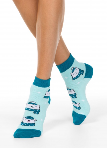 Шкарпетки жіночі Conte 1407 ARCTIC (махрові укорочені) 354 р.23 лазурний