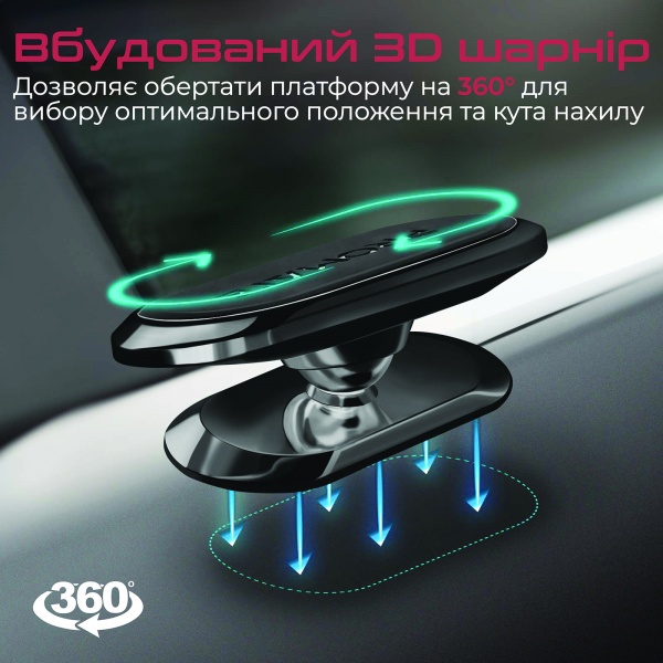 Тримач магнітний для телефону Promate Magnetto 3 Black (magnetto-3.black)