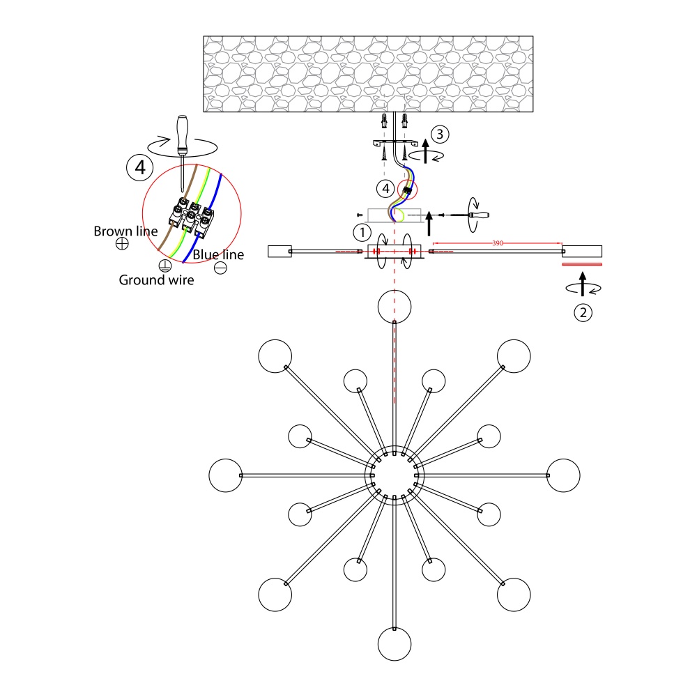 Люстра Miorro LED Foresta 16x6,3 Вт LED-модуль черный 51-313-005