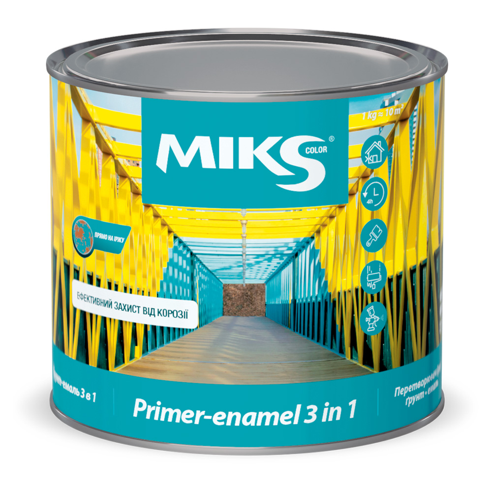Ґрунт-емаль MIKS Color Грунт-емаль 3 в 1 RAL 6005 напівмат 0,8кг