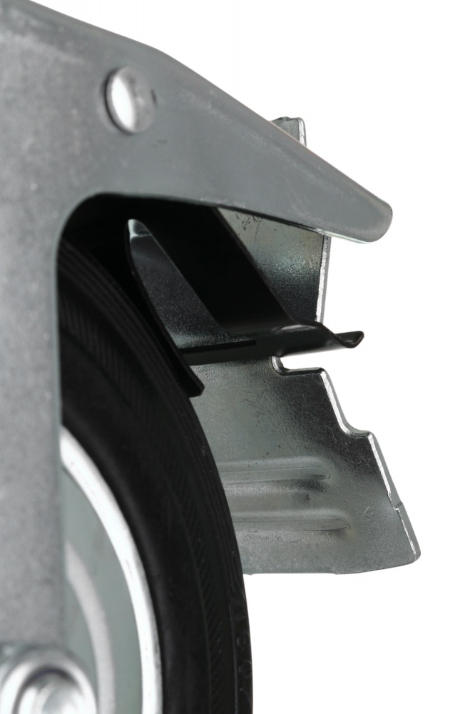 Колесо d160 мм резиновое поворотное с тормозом і резьбовым штырем M16