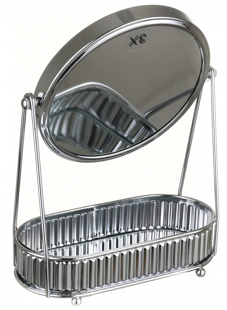 Зеркало косметическое с подносом Shining S-F491216 20,1х10х26,5 см серебряный