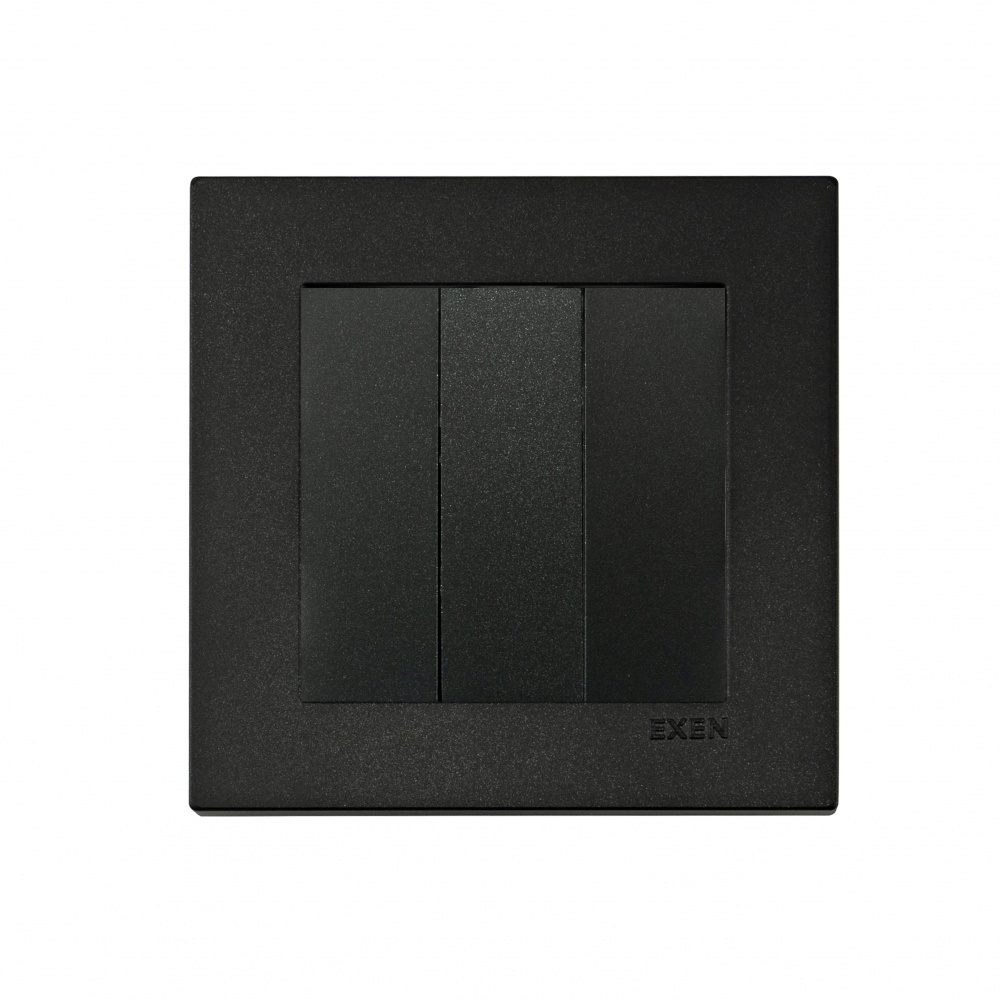 Вимикач кнопковий триклавішний EXEN Karell без підсвітки чорний 290-001402-213