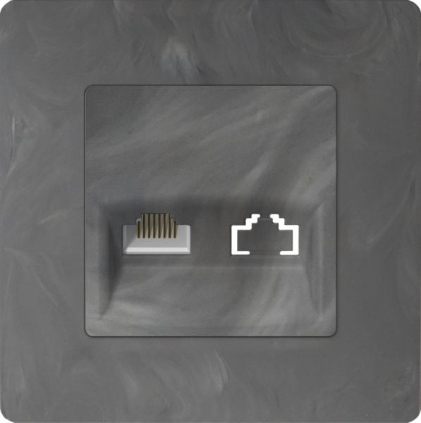 Розетка TV+RJ45 оконечная двойная Plank Electrotechnic Classic/Nordic антимикробная базальт PLK0910731