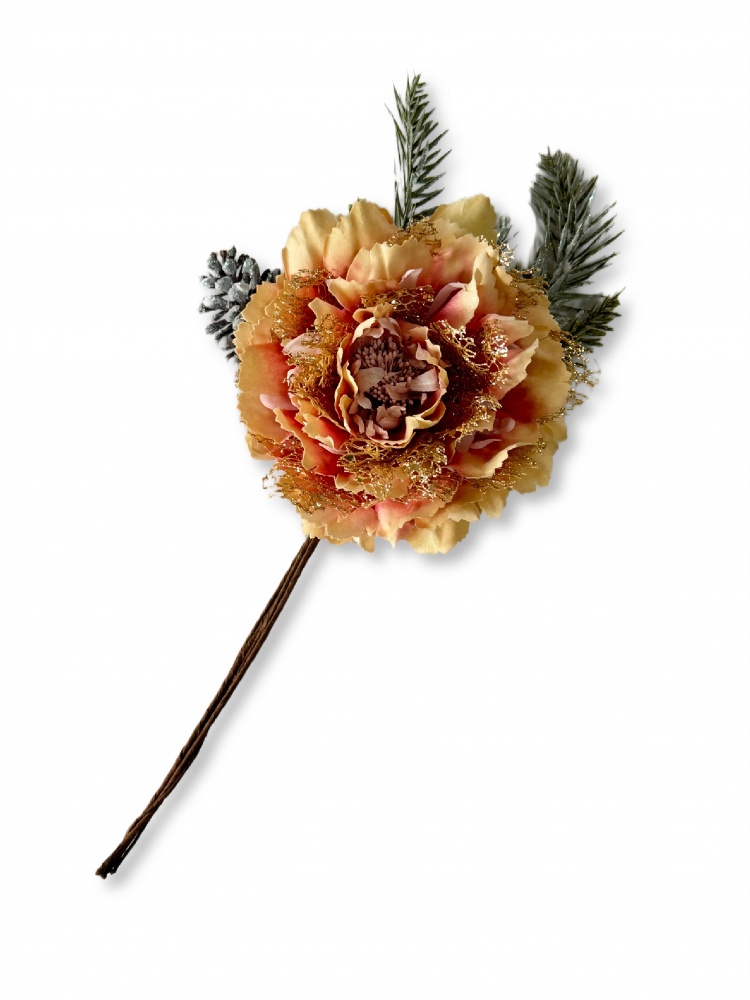 Квітка декоративна Піон з хвоєю і шишкою 4 асортименти d13 см