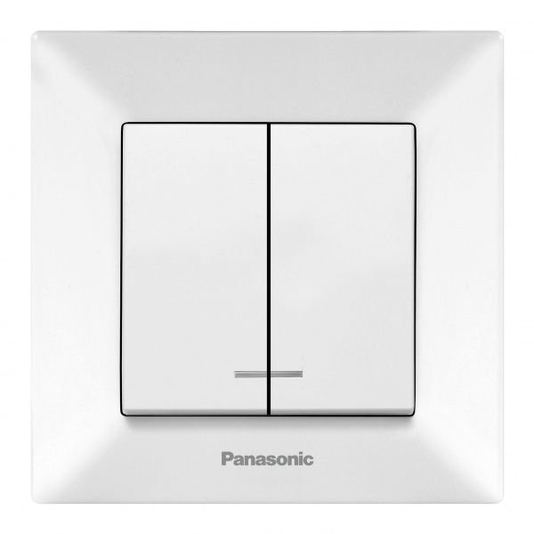 Выключатель двухклавишный Panasonic Arkedia Slim с подсветкой 10 А 250В белый 480100193