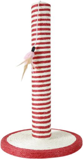 Когтеточка AnimAll столбик 47 см полосатая с перышком