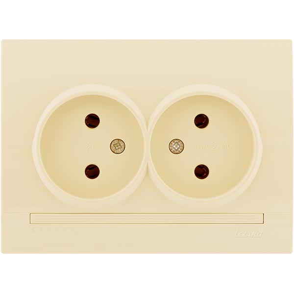 Розетка подвійна без заземлення Lezard Deriy 16 А 250 В без шторок кремовий