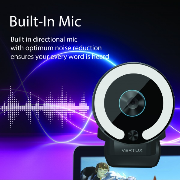 Веб-камера Vertux Odin-4K UHD з LED підсвіткою USB