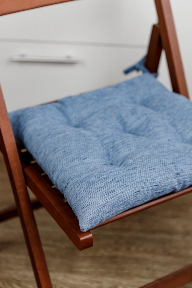 Подушка на стул Chenilla синяя 40х40 см Прованс
