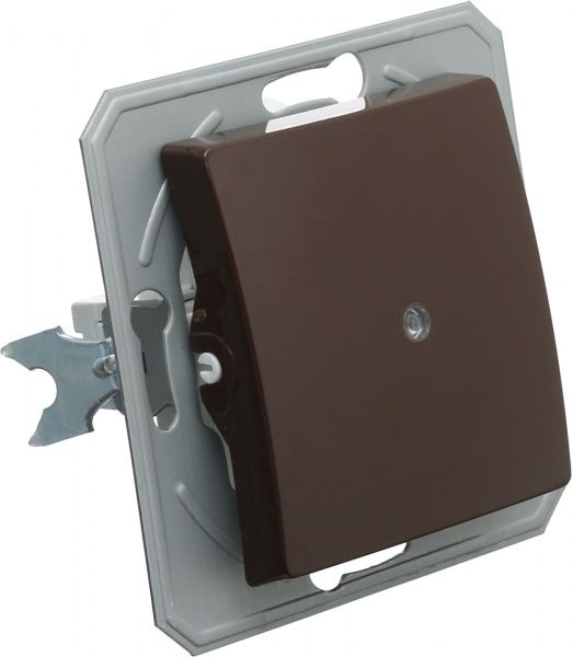 Вимикач одноклавішний TEM Ekonomik з підсвіткою 10 А 250В шоколадний SE10CBINXO-U