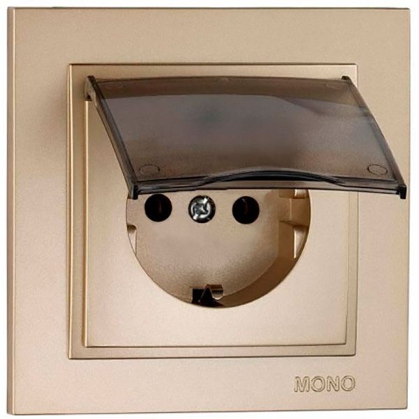 Розетка із заземленням Mono Despina без шторок з кришкою титановий 102-222221-118