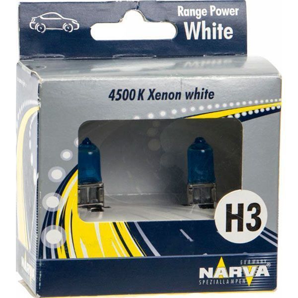 Лампа галогенна Narva Range Power White (48602) H3 PK22s 12 В 55 Вт 2 шт 4100