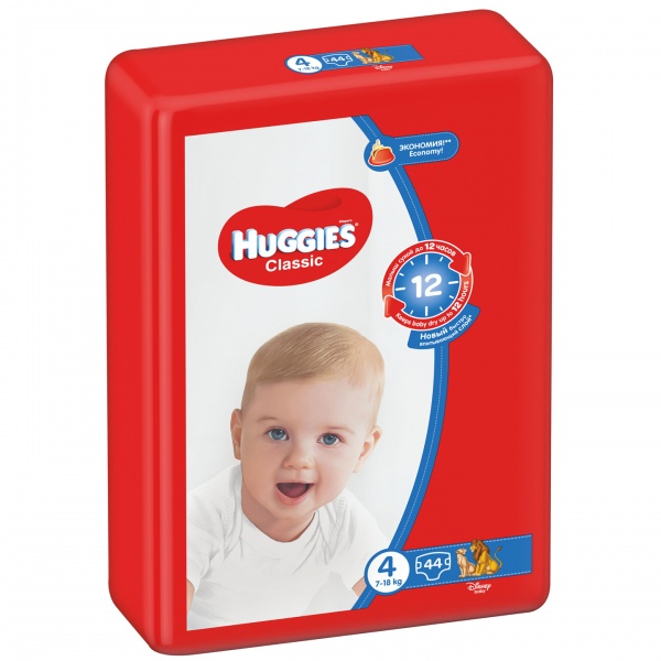 Подгузники Huggies Classic (4) jumbo 7-18 кг 44 шт.