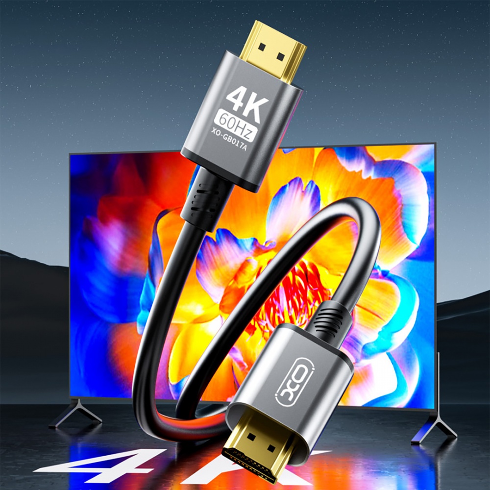 Кабель Xo GB017A-HDMI to HDMI v2.0 3 м сріблястий (GB017A-HDMI.tranish)