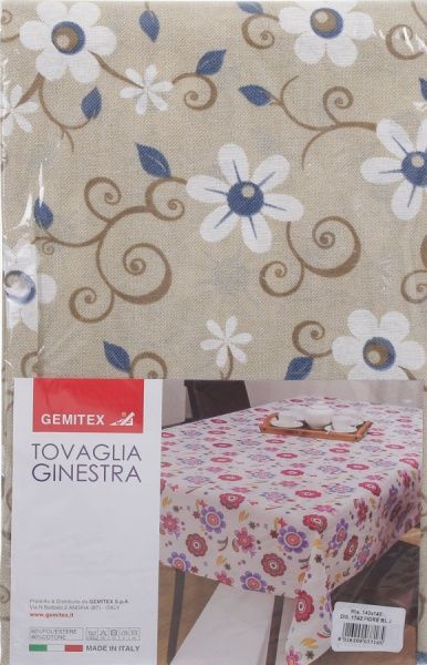 Скатерть Ginestra цветы 140x140 см синий Gemitex 