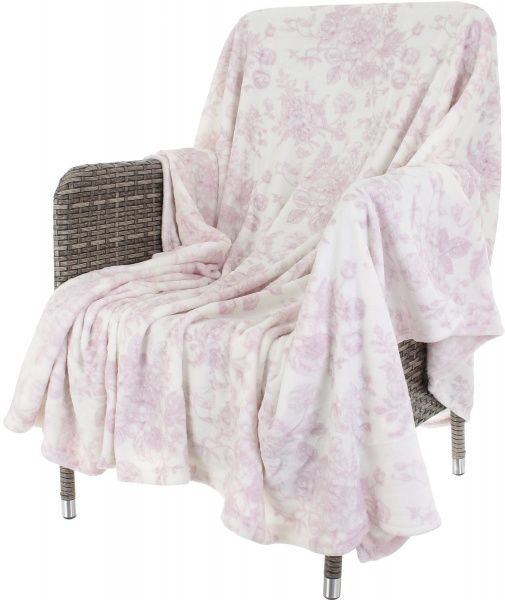 Плед Flannel Roses 160x200 см белый с розовым La Nuit 