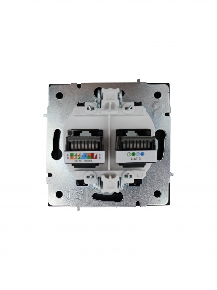 Механізм розетки комп'ютерна + телефонна HausMark Juna IP20 чорний матовий 7041-1788U2-143