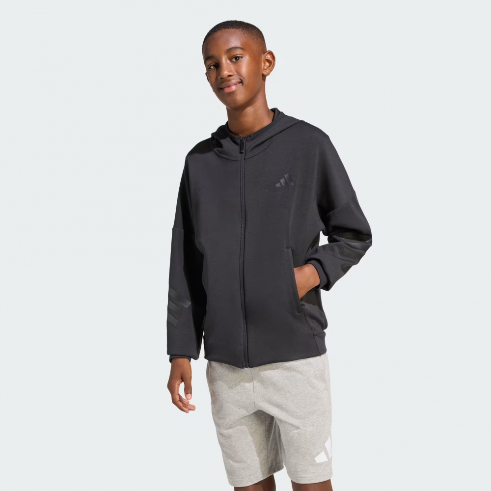 Джемпер Adidas J FI 3S FZ HD BLACK/BLACK KS2577 р.164 черный