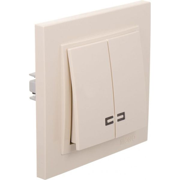 Вимикач двоклавішний Mono Despina з підсвіткою 10 А 250В кремовий 102-170025-103