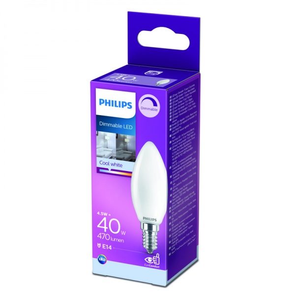 Лампа светодиодная Philips FIL DIM B35 4,5 Вт E14 4000 К 220 В прозрачная 929002430866 