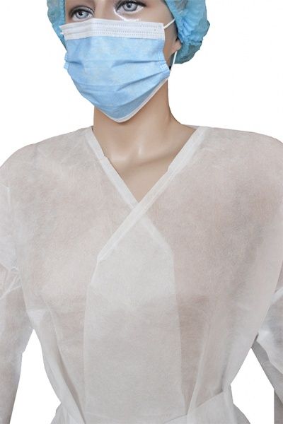 Халат из спанбонда на поясе 25 г/кв. м р. XXXXL рост универсальный белый