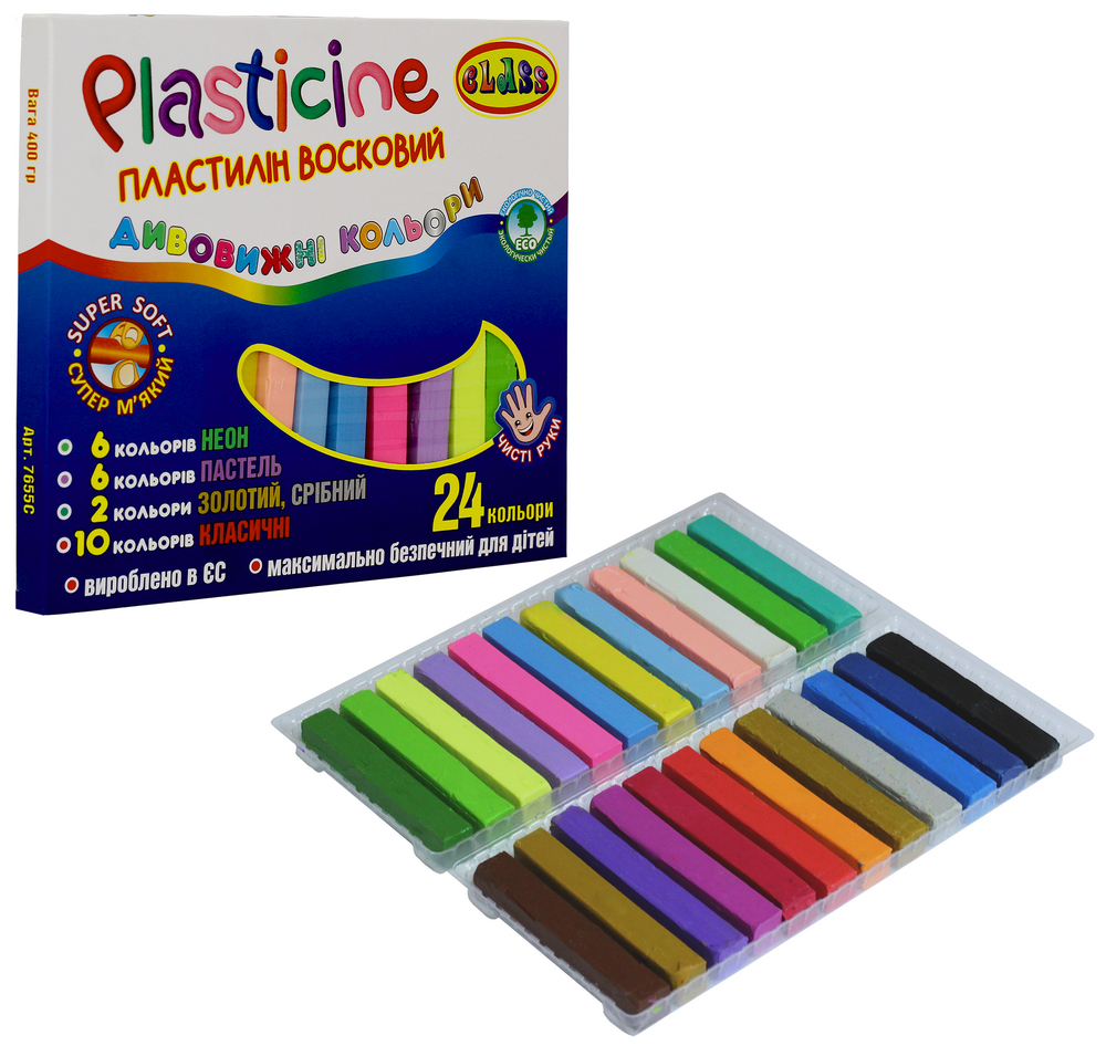 Пластилин Чистые руки 24 цвета ECO 400 г 7655C CLASS