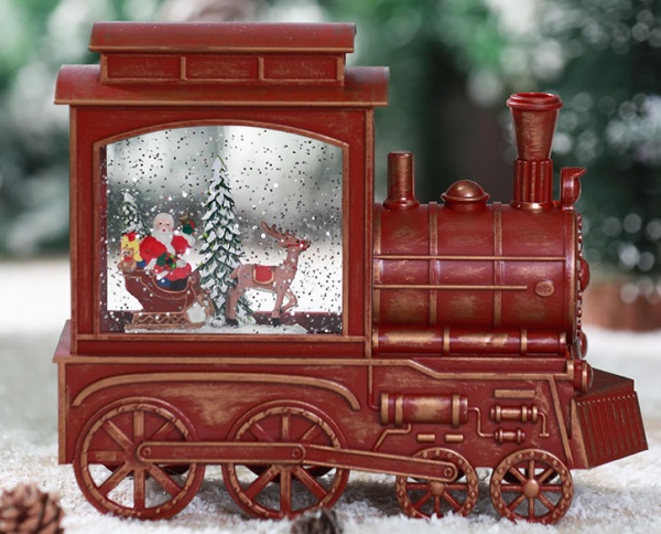 Сувенир новогодний поезд водный на санках 22х7х20 см 20WSDW-022 