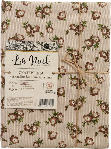 Скатертина Lucy квітка 133x180 см коричневий La Nuit 