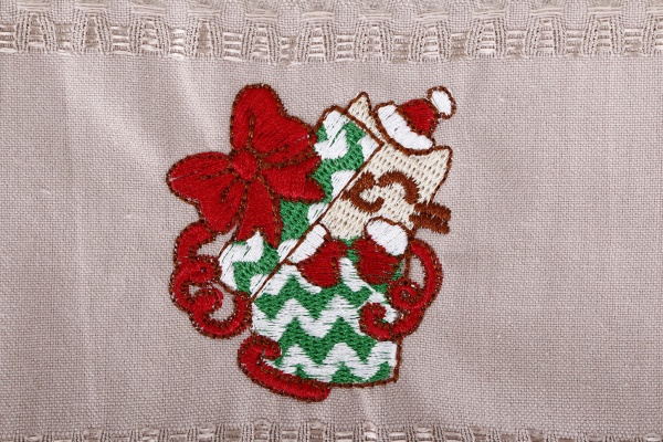 Набір рушників вафельних з вишивкою котик новорічний 2 шт. 40x60 см La Nuit різнокольоровий 