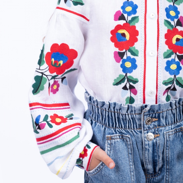 Вышиванка для девочек Эдельвика р.110 белый 177-23/00 