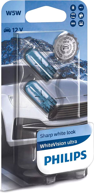 Автолампа галогенная Philips WhiteVision ultra W5W 5 Вт 2 шт.(12961WVUB2)