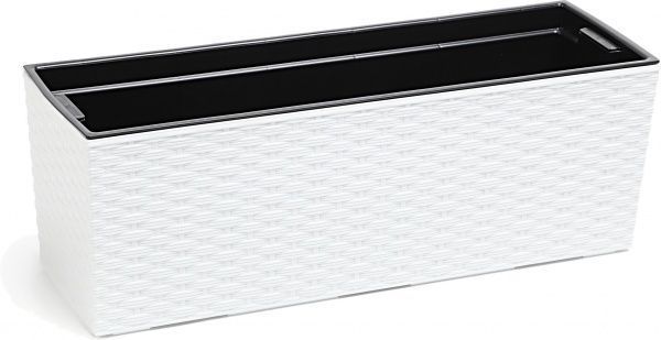 Горщик для квітів Lamela Бегонія ротанг прямокутний 37,7л білий 