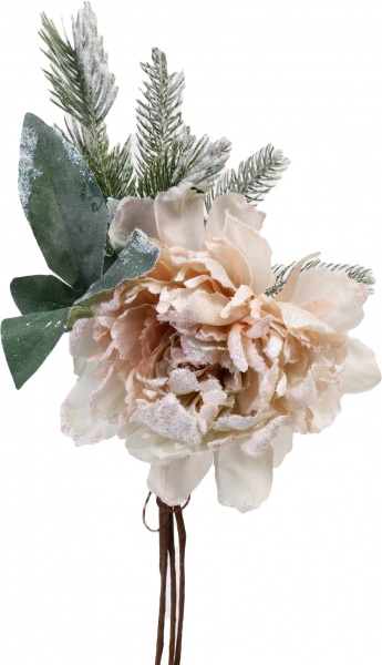 Декорація новорічна Жоржина двоколірна з хвоєю D 13 см в асортименті