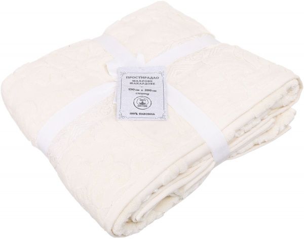 Простынь махра/жаккард 150x200 см кремовый ТЕКС 