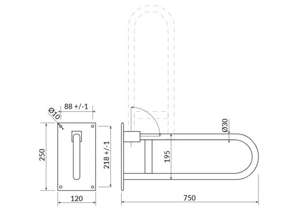Поручень для ванной Cersanit Etiuda 75 см K97-035