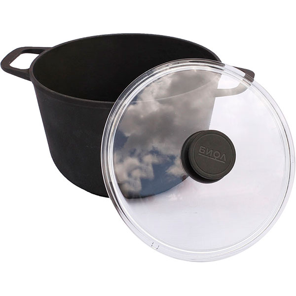 Каструля чавунна зі скляною кришкою 6 л 0206С Biol