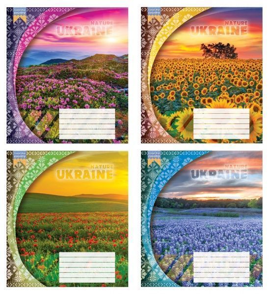Комплект зошитів Квітучі поля України 60 арк. лінія 12 шт./уп. (4 дизайни) Мрії збуваються