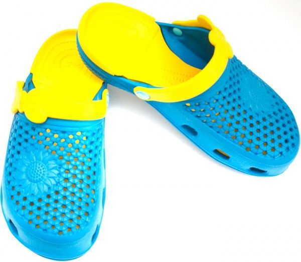 Сабо DreamStan Крокс р.3637 бирюза-желтый