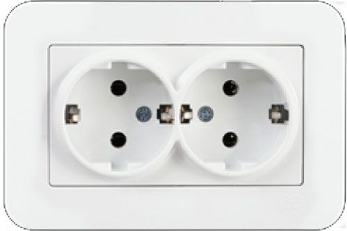 Розетка подвійна із заземленням Gunsan RADIUS білий 01 37 93 00 100 150