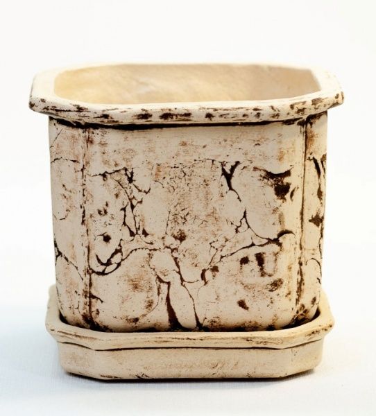 Горщик керамічний Горщик КУБ 20*20 квадратний 2,5л бежевий 